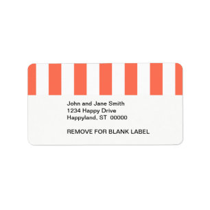 Étiquette Motif de bandes XL corail et blanc