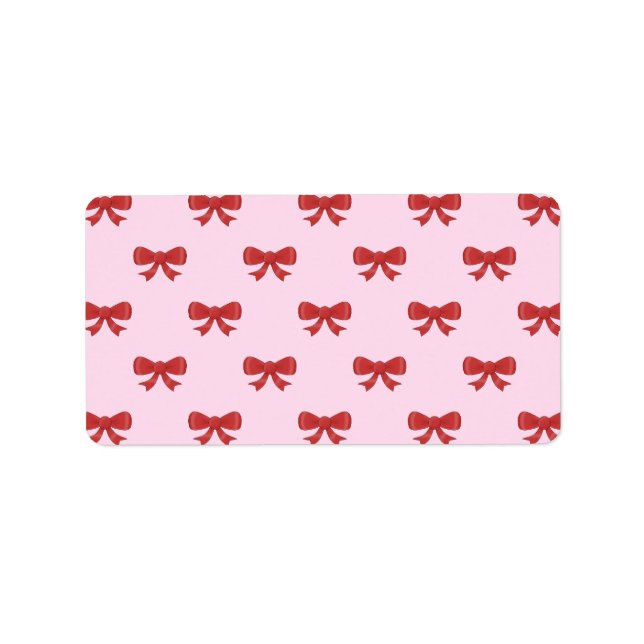 Étiquette Motif de Bow en ruban rouge sur Pink. (Devant)