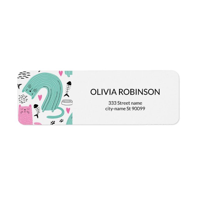 Étiquette Motif de chats mignons (Devant)