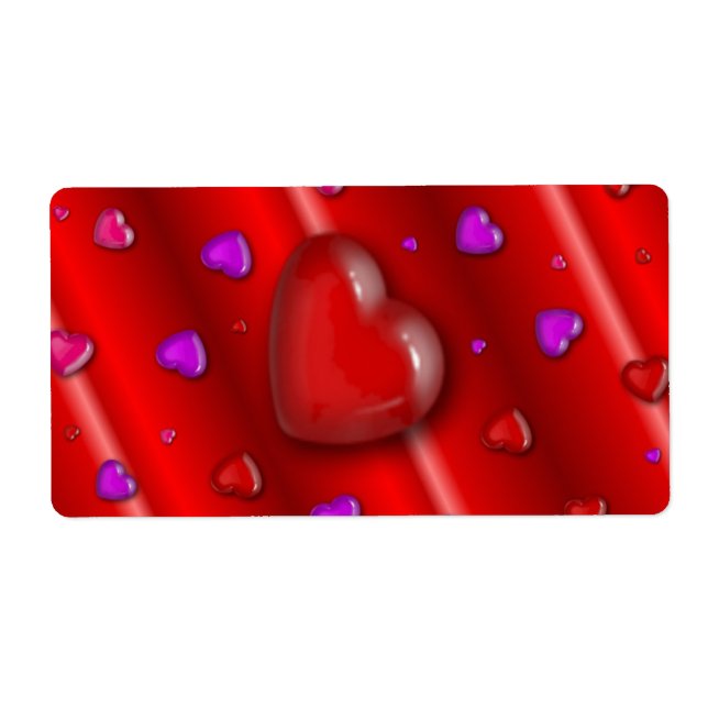 Étiquette Motif de coeurs d'amour de la Saint-Valentin rouge (Devant)