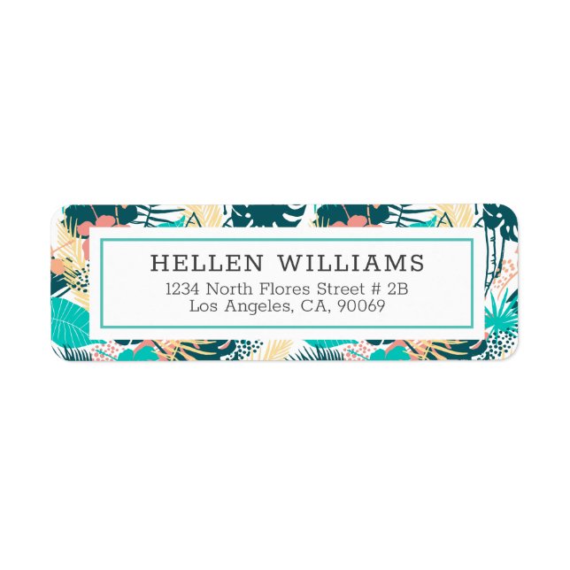 Étiquette Motif de collage feuille mixte tropical (Devant)