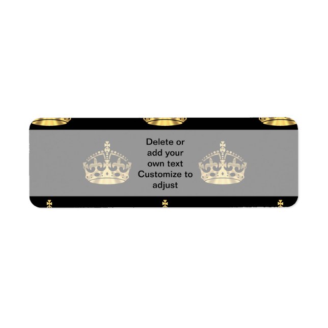 Étiquette Motif de couronne noir et or (Devant)