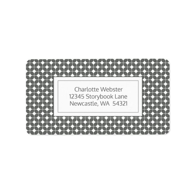 Étiquette Motif de courtepointe gris et blanc classique (Devant)