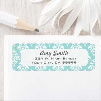 Étiquette Motif de Damas de Mint Green Pastel