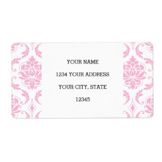 Étiquette Motif de Damas Vintage rose Fille