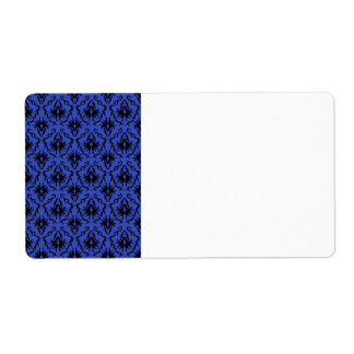 Étiquette Motif de design Damas noir et bleu.