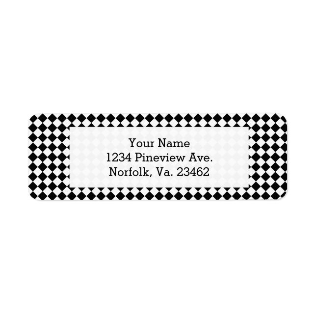 Étiquette Motif de diamants noir et blanc par Shirley Taylor (Devant)