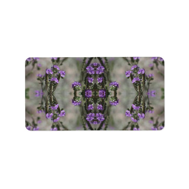 Étiquette Motif de fleur sauvage Héliotrope à sel pourpre (Devant)