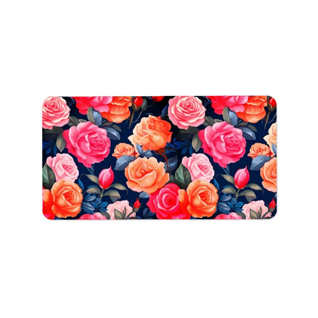 Étiquette Motif de fleurs de roses en fleurs-80037  (Devant)
