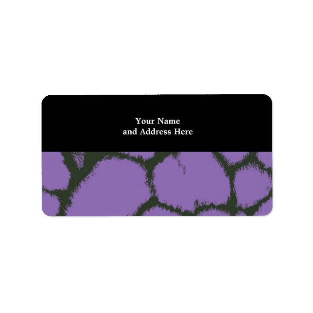 Étiquette Motif de fourrure de girafe violette (Devant)