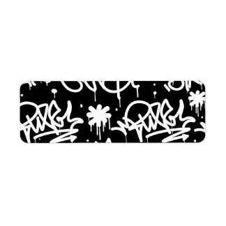 Étiquette Motif de graffitis noir et blanc