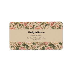 Étiquette Motif de jardin de pivoine et de rose romantique v