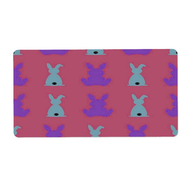Étiquette motif de lapins de Pâques (Devant)