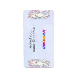 Étiquette Motif de licorne rose mignonne avec nom personnali