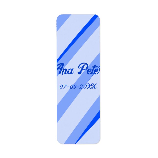 Étiquette Motif de lignes rétro boho avec nom date pastel bl (Devant)