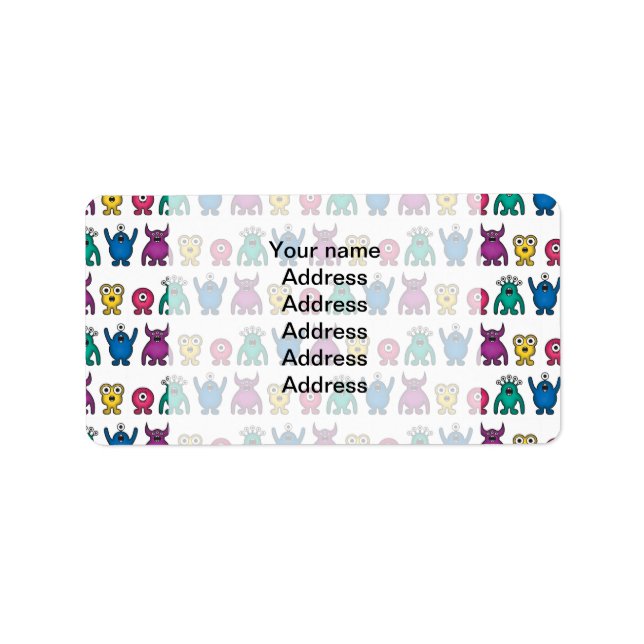 Étiquette Motif de monstres Aliens arc-en-ciel de Kawaii (Devant)