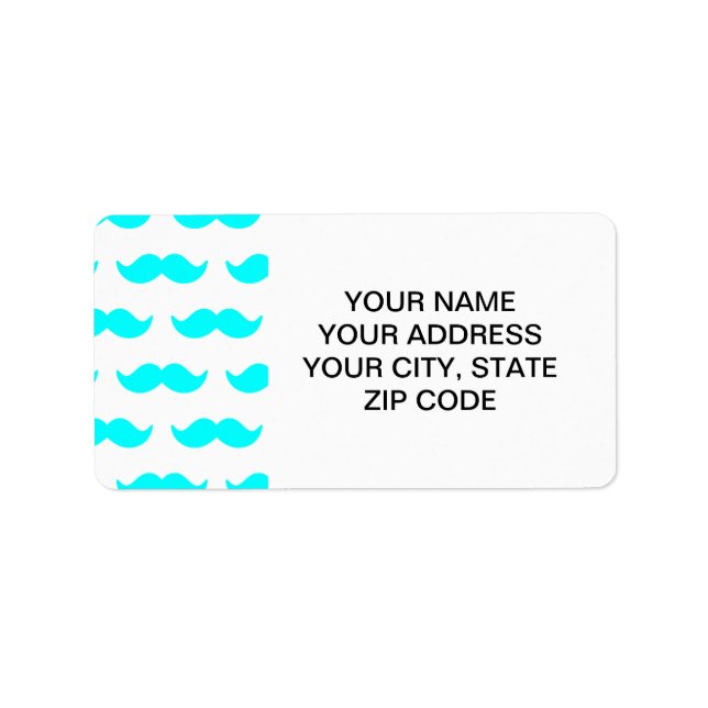 Étiquette Motif de moustache bleu et blanc Aqua 1 (Devant)