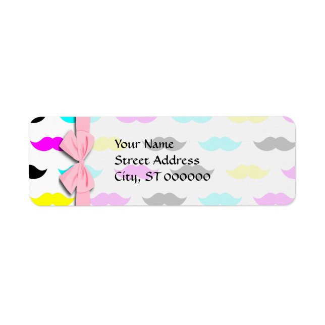 Étiquette motif de moustache hipster CMYK (Devant)
