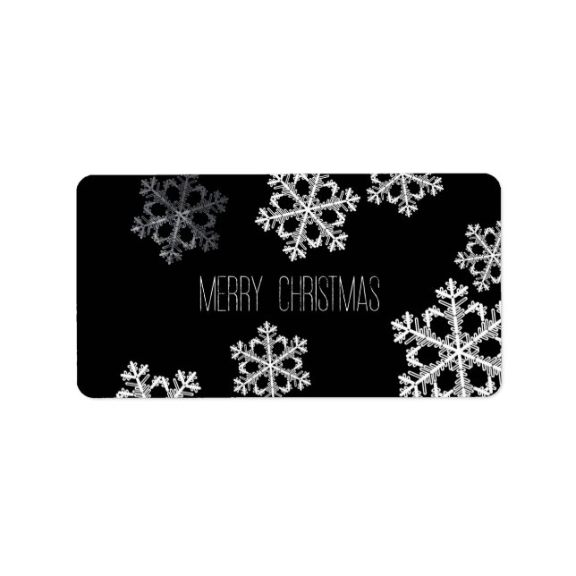Étiquette Motif de Noël minimaliste monochrome (Devant)