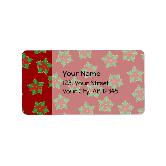 Étiquette Motif de Noël Poinsettia (Devant)