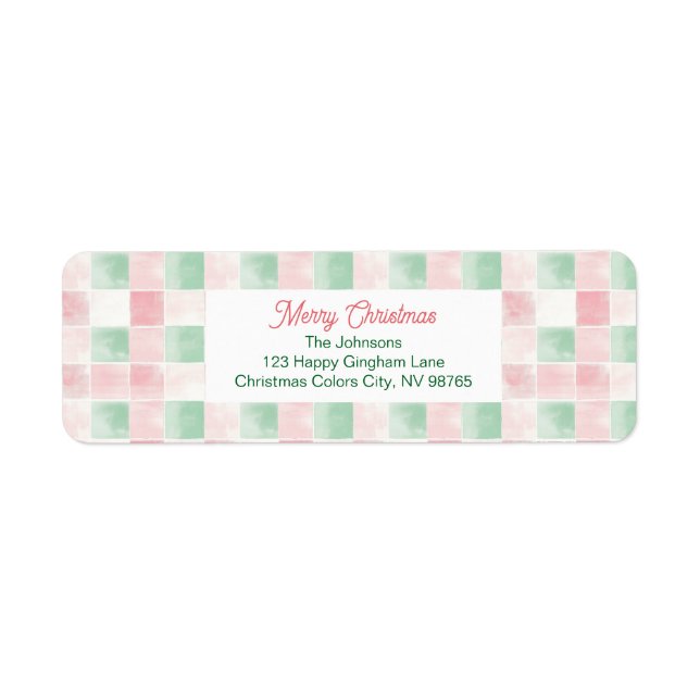 Étiquette Motif de Noël Rétro Rose Vert (Devant)