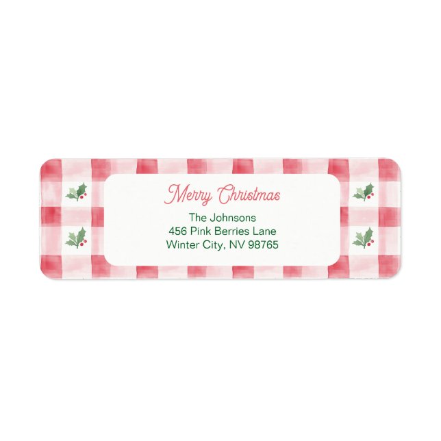 Étiquette Motif de Noël rose rouge vert rétro (Devant)