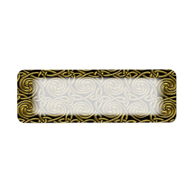 Étiquette Motif De Noeuds De Spirale Celtique Or Et Noir (Devant)