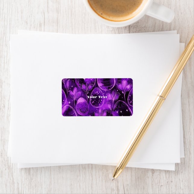 Étiquette Motif de Pâques gothique violet (En situation)