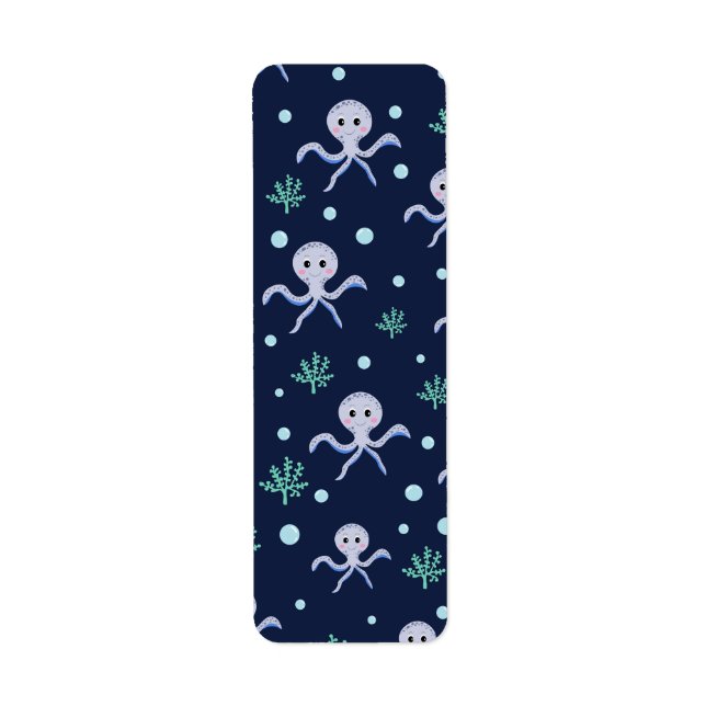 Étiquette Motif de Pieuvre Mignonne (Devant)