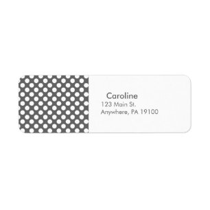 Étiquette Motif de point de polka de blanc gris de charbon