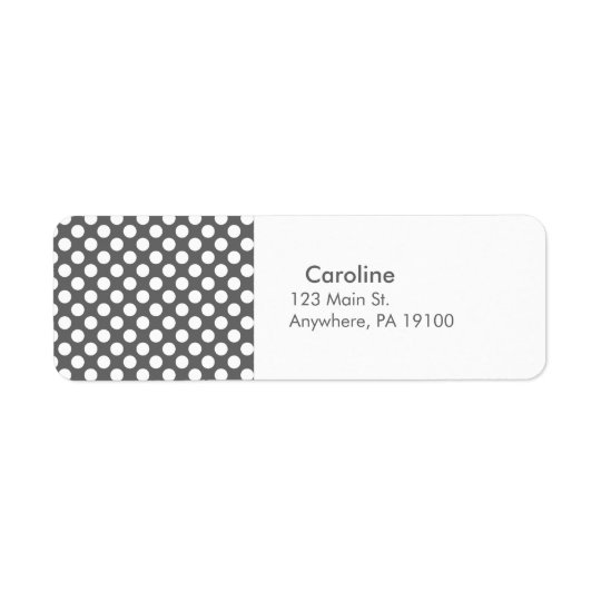 Étiquette Motif de point de polka de blanc gris de charbon