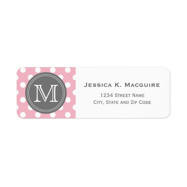 Étiquette Motif de point rose carnation monogramme (Devant)