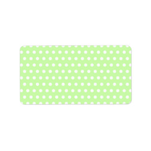 Étiquette Motif de point vert et blanc de polka. Tacheté