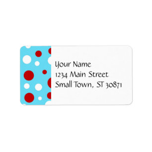 Étiquette Motif de pois blanc rouge de turquoise turquoise
