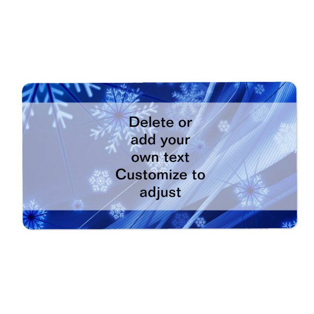 Étiquette Motif de snowflake numérique bleu (Devant)
