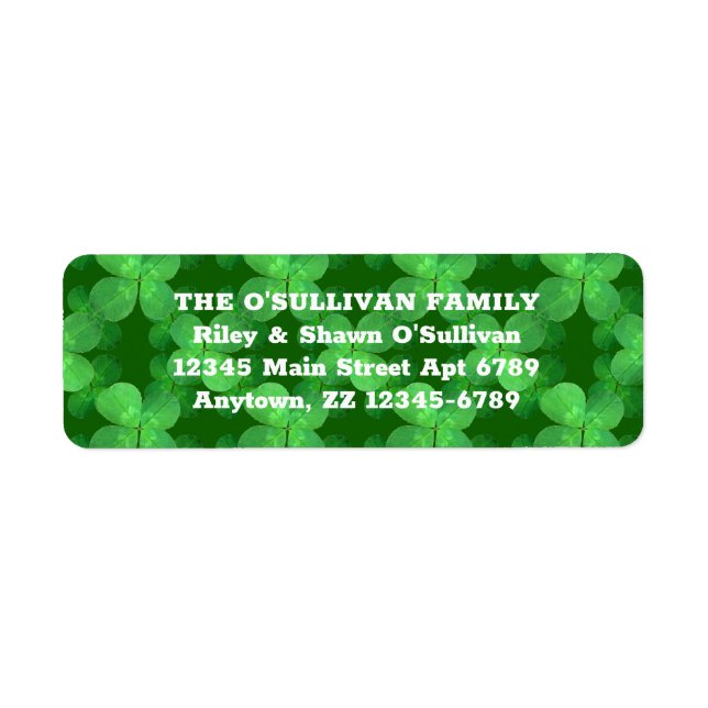 Étiquette Motif de trèfle Lucky Green Botanical irlandais (Devant)