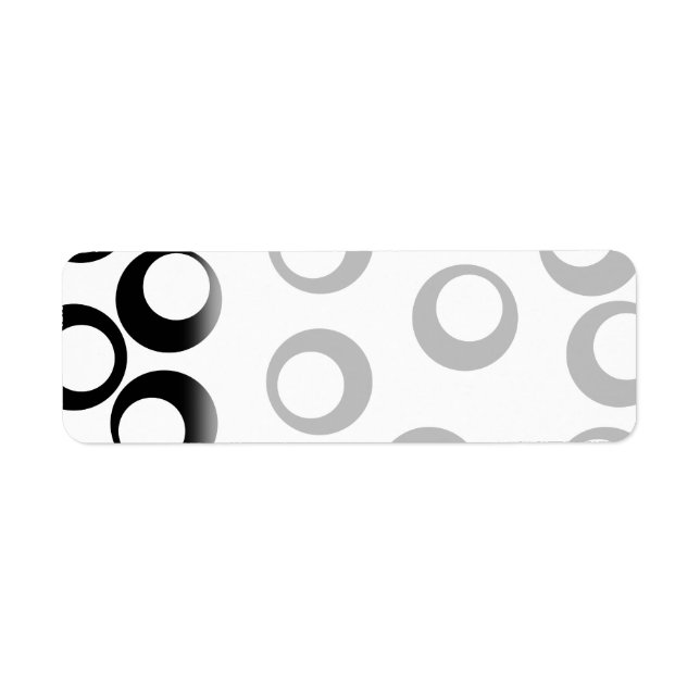 Étiquette Motif des cercles rétro noirs et blancs. (Devant)