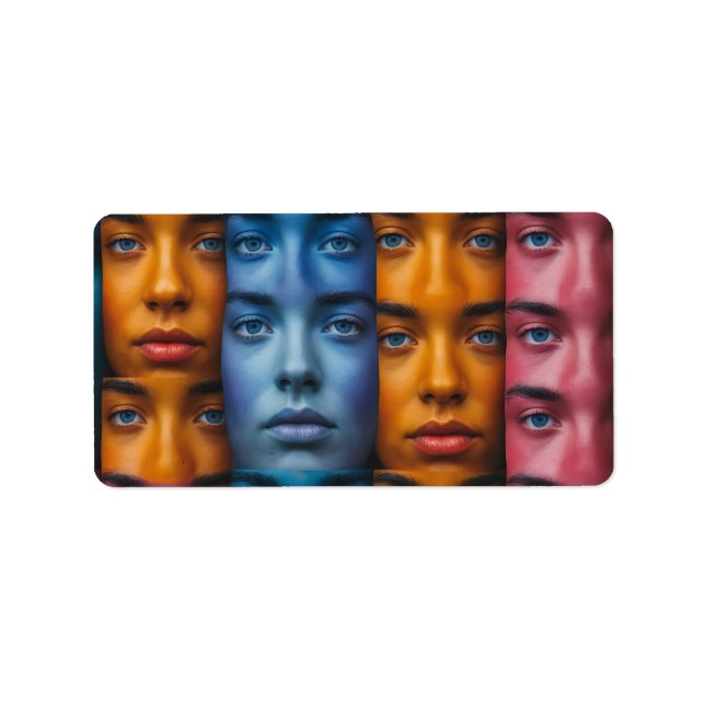 Étiquette Motif des faces colorées (Devant)