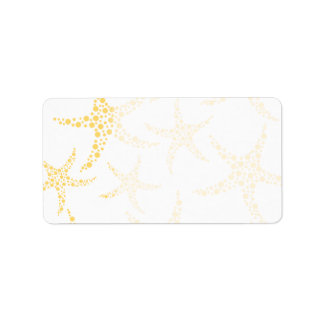 Étiquette Motif d'étoiles de mer en jaune et blanc.