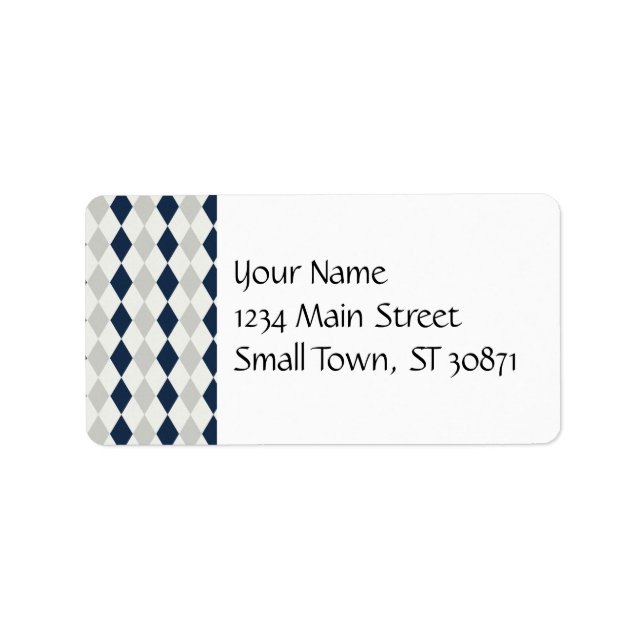 Étiquette Motif diamant de Jacquard bleu et gris de la marin (Devant)
