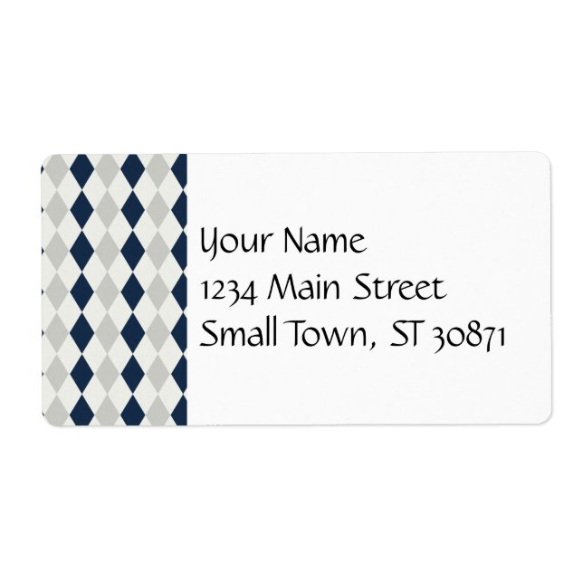 Étiquette Motif diamant de Jacquard bleu et gris de la marin (Devant)