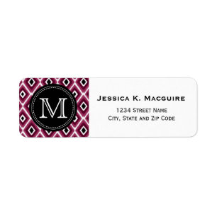 Étiquette Motif diamant rose Ikat monogramme