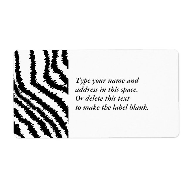 Étiquette Motif d'impression Black Zebra. (Devant)