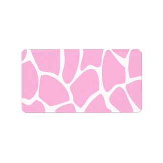 Étiquette Motif d'impression de girafe en rose de bonbons.
