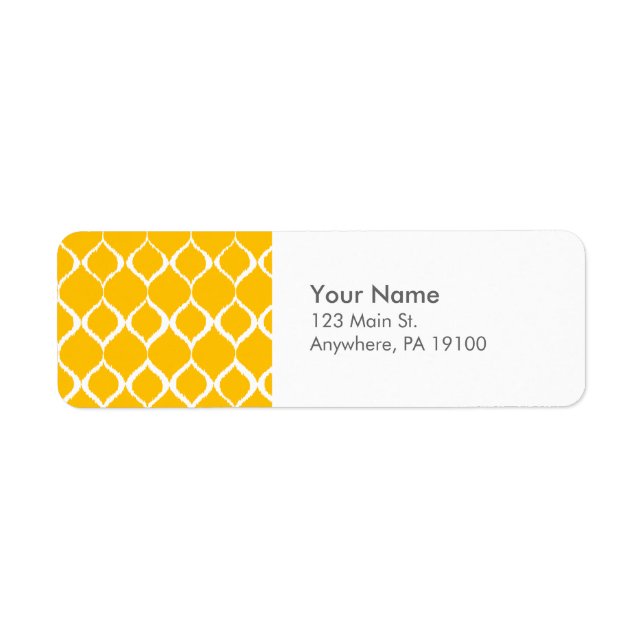 Étiquette Motif d'impression tribal Ikat géométrique jaune o (Devant)