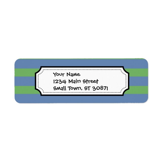 Étiquette Motif doux vert et bleu pourpre rayé (Devant)