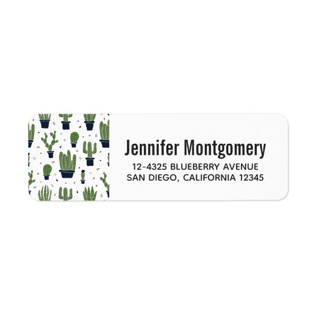 Étiquette Motif du désert de cactus foncé rustique (Devant)