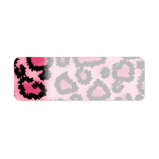 Étiquette Motif Empreinte de léopard rose et noir.