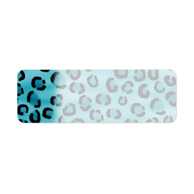 Étiquette Motif Empreinte de léopard turquoise. (Devant)
