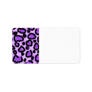 Étiquette Motif Empreinte de léopard violet et noir.